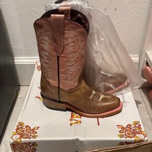 Kids Western Boots - Brown and Pink